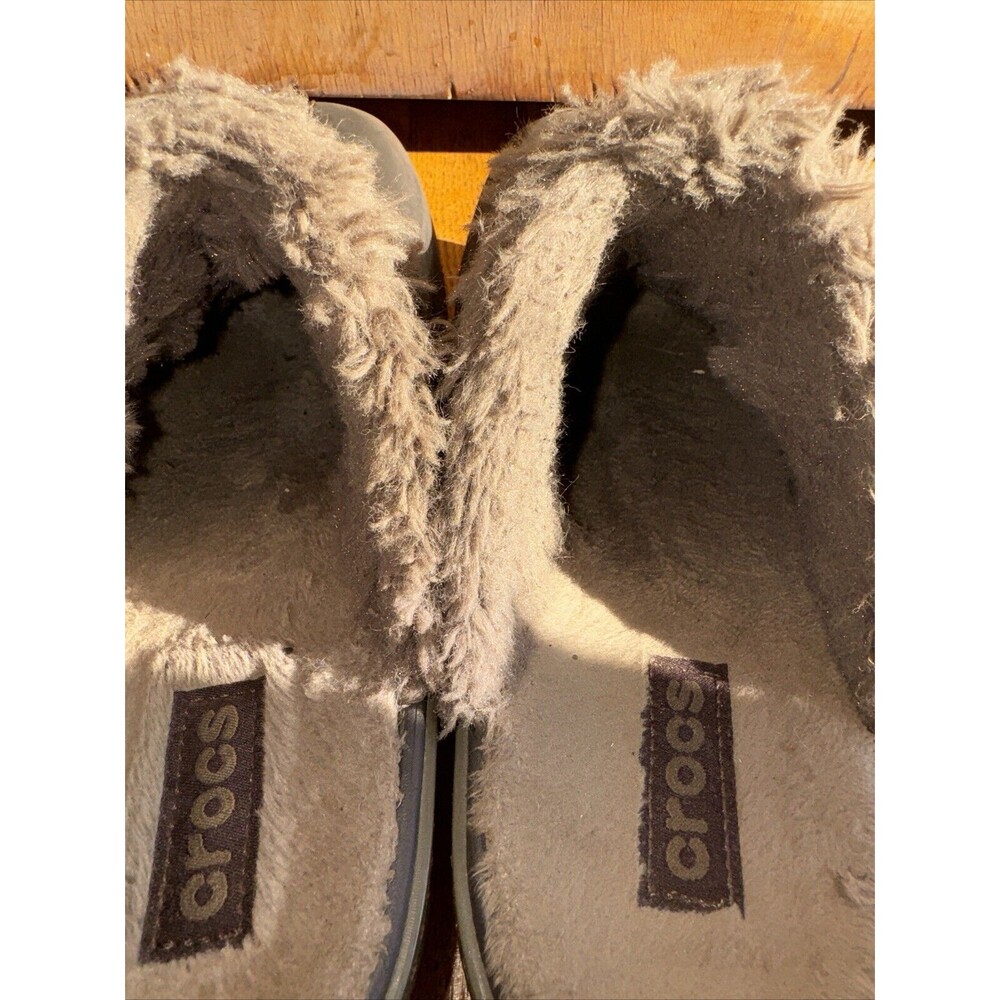 Crocs Cobblers Womens Faux Fur Lined Platform Clogs Size 9 Brown Rubber Casual - Picture 5 of 7